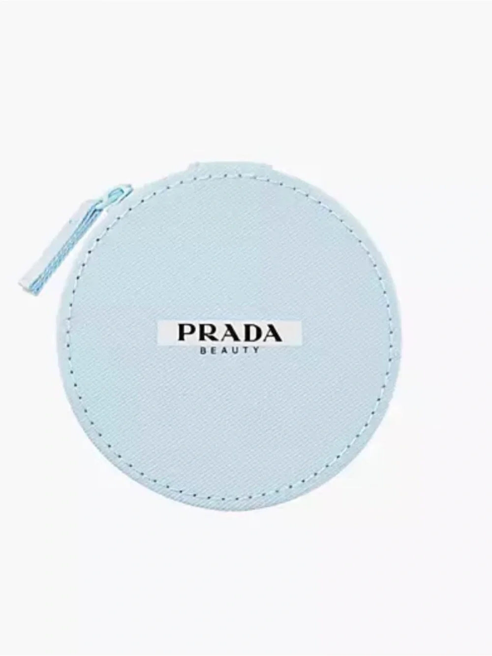 Prada Light Blue Round Zip Beauty Pouch